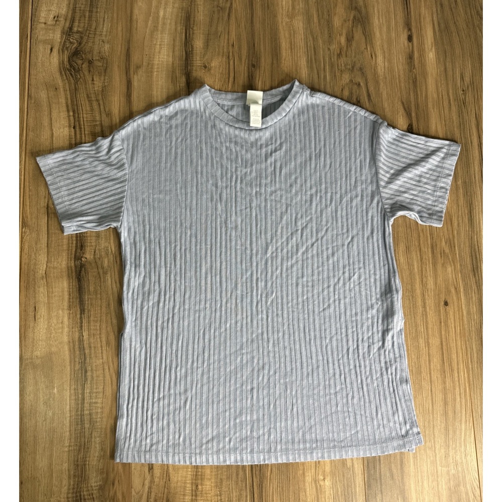 H&M Women's Oversized T-shirt Size Small Slit Side Baby Blue‎